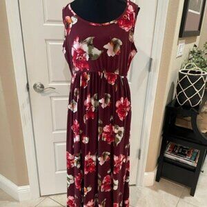 2X Burgundy Floral Maxi Dress from Cable & Gauge - perfect for summer!